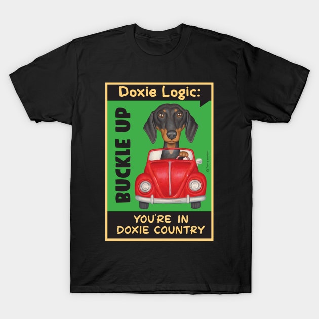 Dachshund in red car T-Shirt by Danny Gordon Art